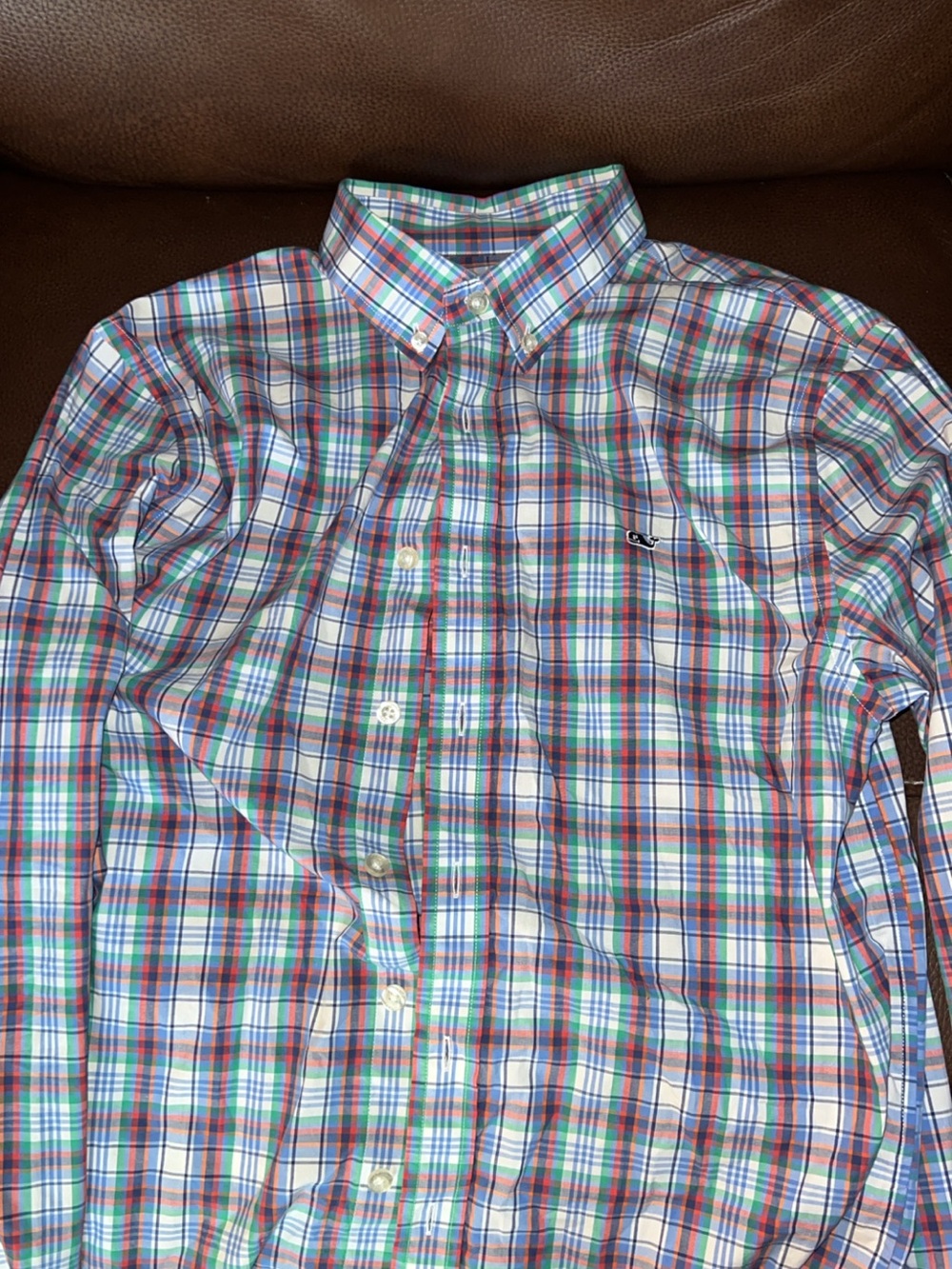 Vineyard Vines Men's Plaid Button-Down Shirt in Blue, Green, Red, White
